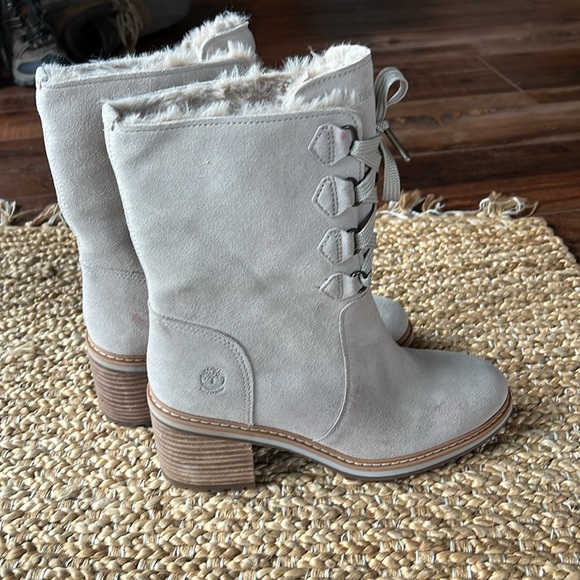 Timberland Women’s Like New Sz 7 Sienna High Waterproof Mid Boot Gray Suede - Picture 4 of 12